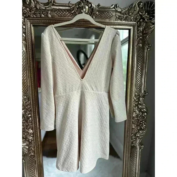 Urban Outfitters Cooperative Ivory Jacquard Long Sleeve Mini Dress - Picture 5 of 5